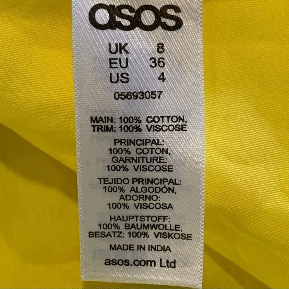 ASOS Rik Rak Trim Ruffle One Shoulder Sundress in Structured Cotton Size 4P - Picture 8 of 11